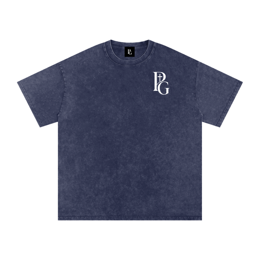 Snow Washed Oversized Cotton T-Shirt: Pick Up Your Cross