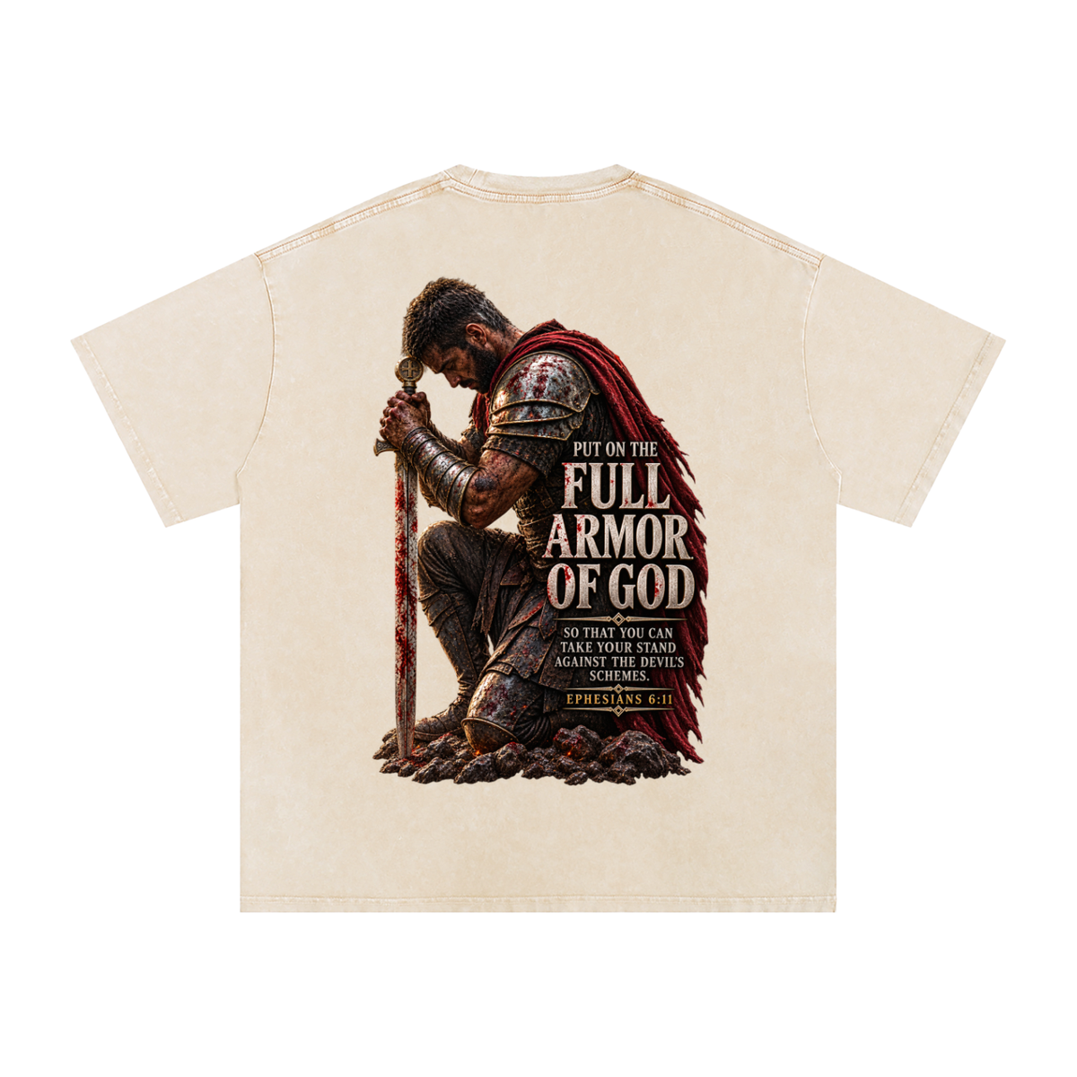 Snow Washed Oversized Cotton T-Shirt: Full Armor Of God