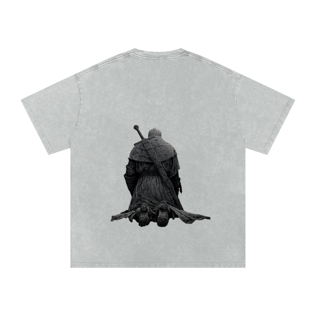 Snow Washed Oversized Cotton T-Shirt: Praying Warrior