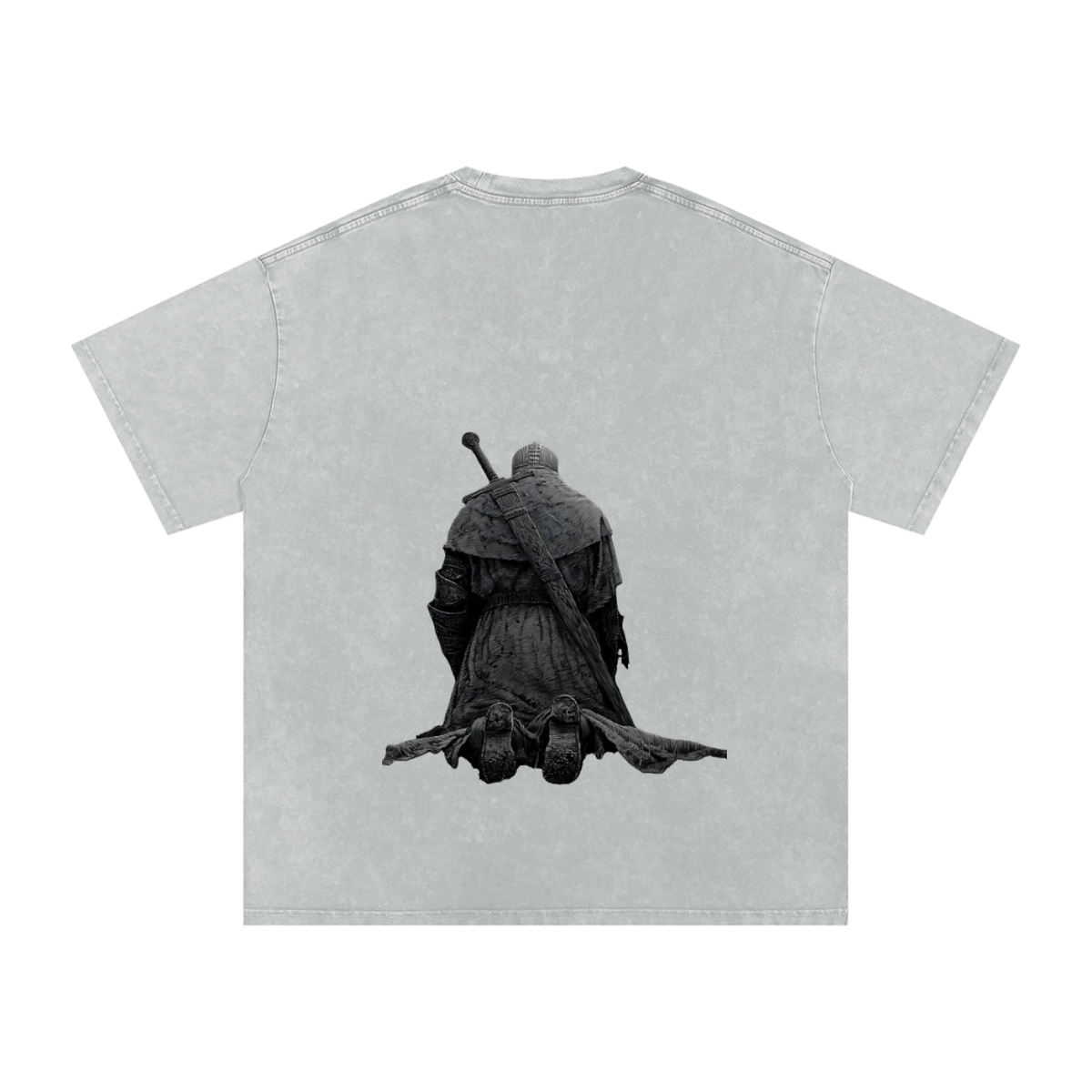 Snow Washed Oversized Cotton T-Shirt: Praying Warrior