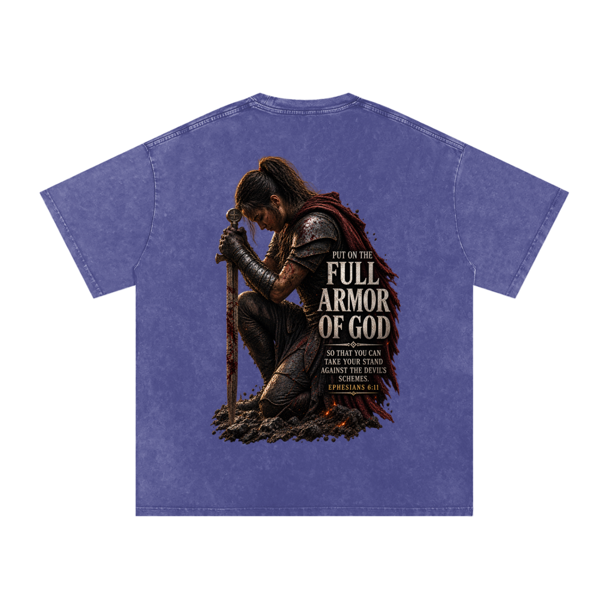 Snow Washed Oversized Cotton T-Shirt: Full Armor Of God