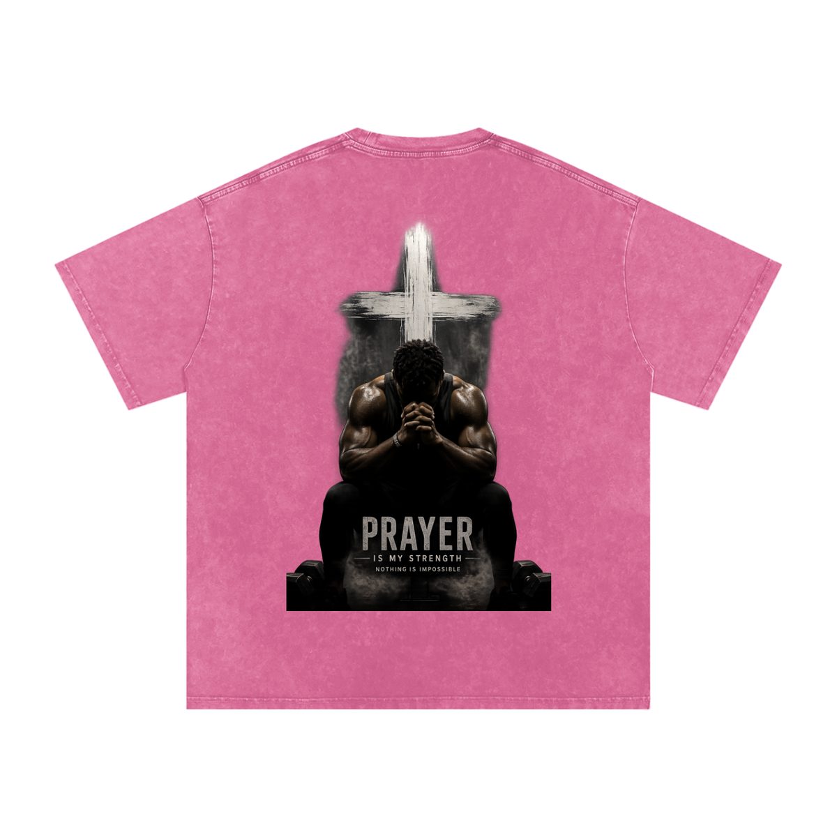 Snow Washed Oversized Cotton T-Shirt: Prayer Is My Strength