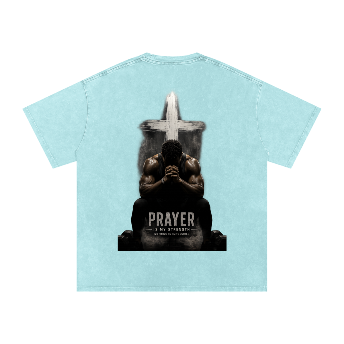 Snow Washed Oversized Cotton T-Shirt: Prayer Is My Strength